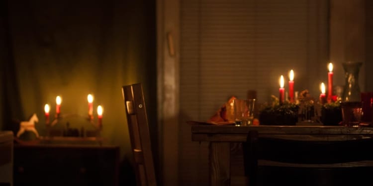 tafel kerst lichtt keuken eten kaars