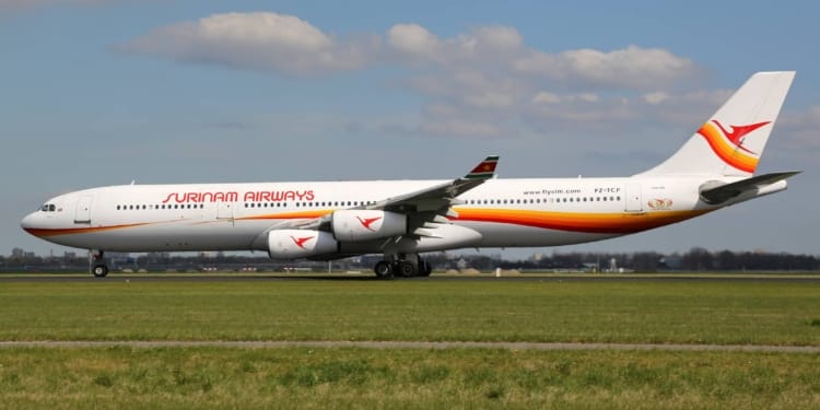 slm surinam airways airbus 340 pz tcp