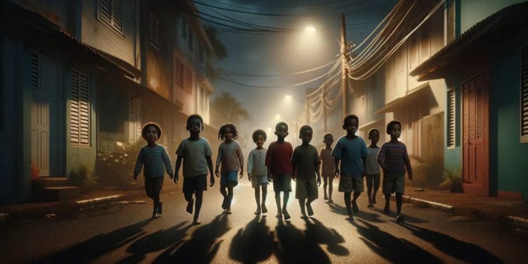 Kinderen lopen straat