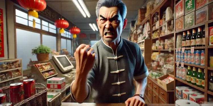 Winkelier Chinees ondernemer boos woede