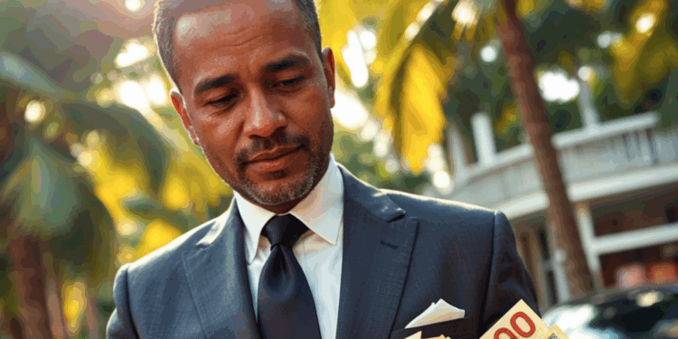 man geld tellen portemonnee